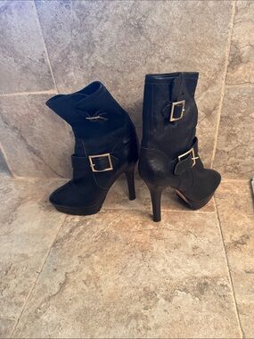 Women's Jimmy Choo Dylan moto Black stiletto Buckle Ankle Boots size 38